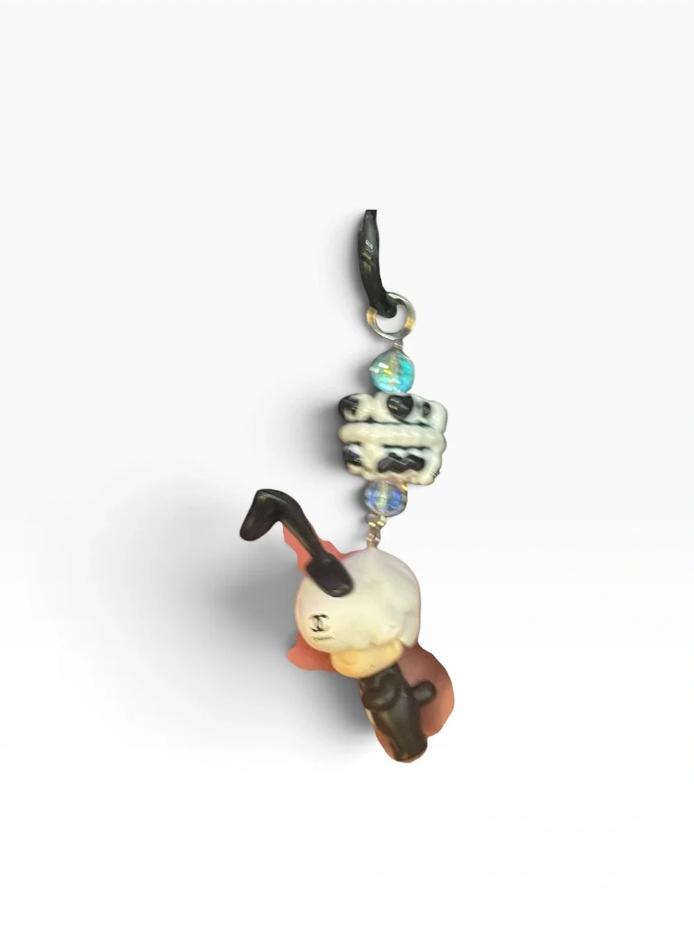 Unbranded Chibi Bunny Girl Bag Charm Keychain| Iridescent Bead Novelty
